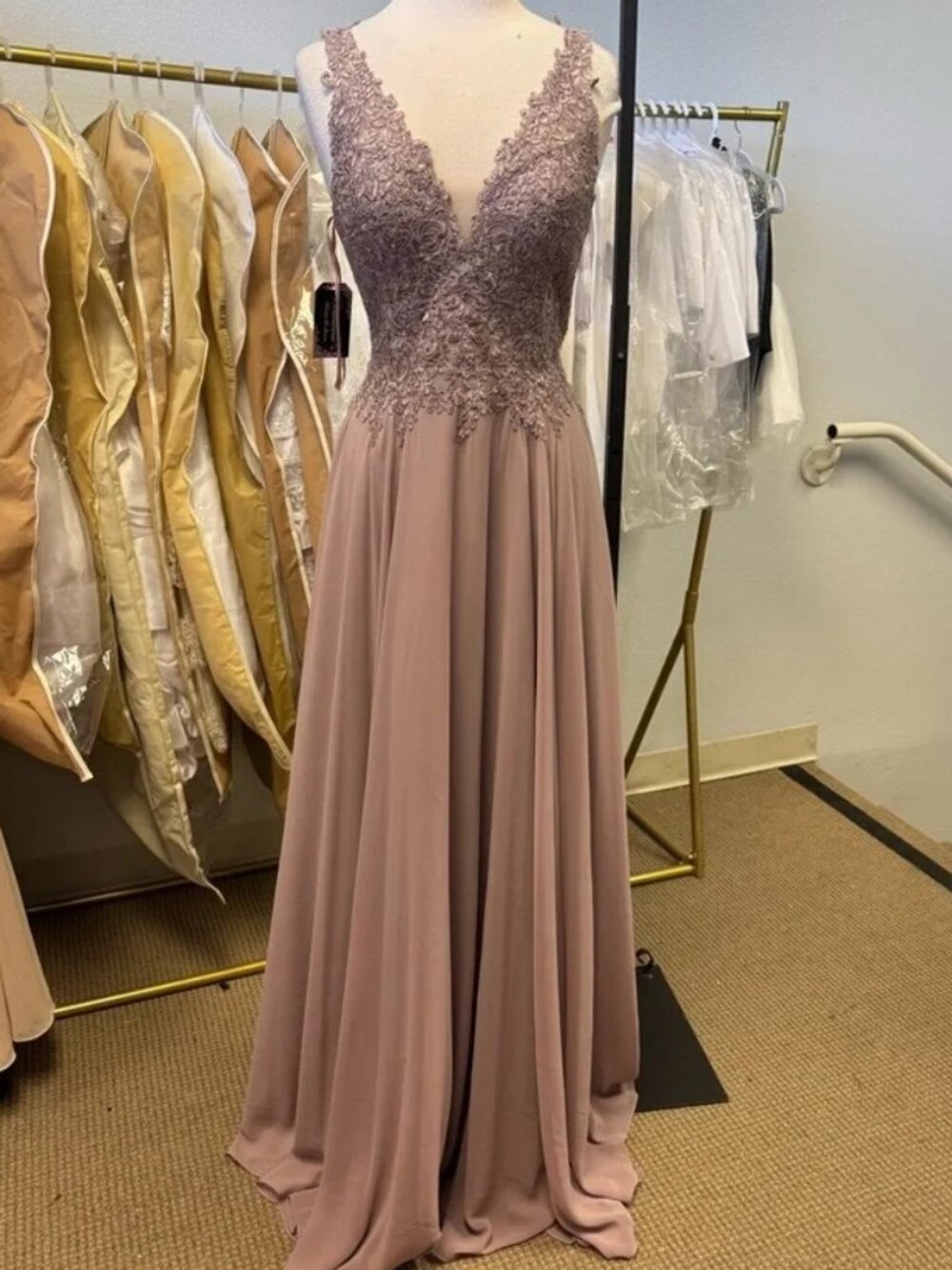 NWT Dancing Queen 2161 Prom Dress Mocha size XS